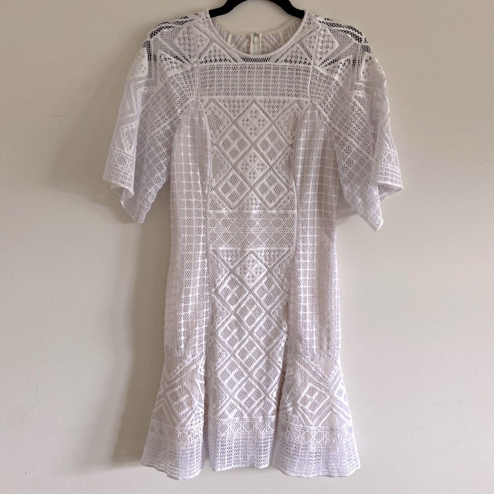 Brand New w Tags! TEMPERLEY LONDON White Mini Marine Embroidered Dress UK 8 US 4